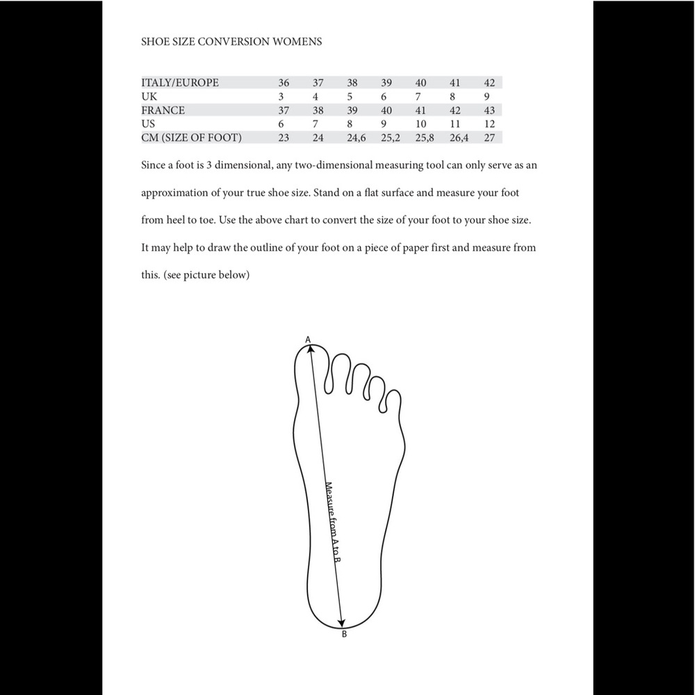KNOW YOUR SHOE SIZE/CONVERSION BEFORE BUYING 💝